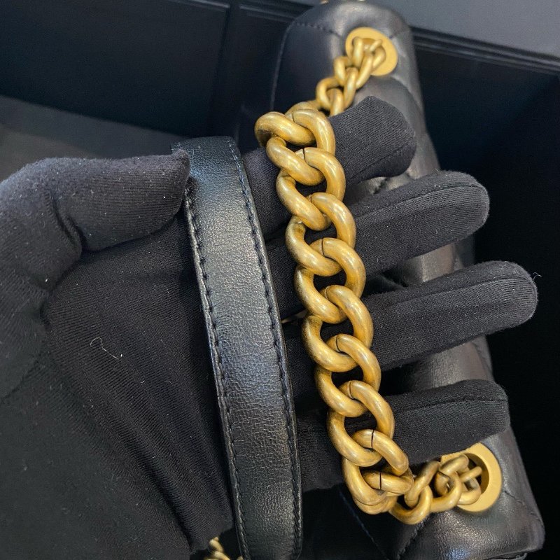 芯片款 香奈兒Chanel黑金方胖子鏈條單肩斜挎手提包-10