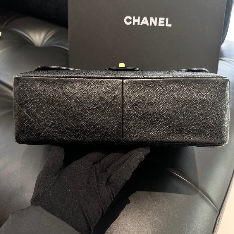 香奈兒Chanel CF Jumbo黑金大號牛皮包-5