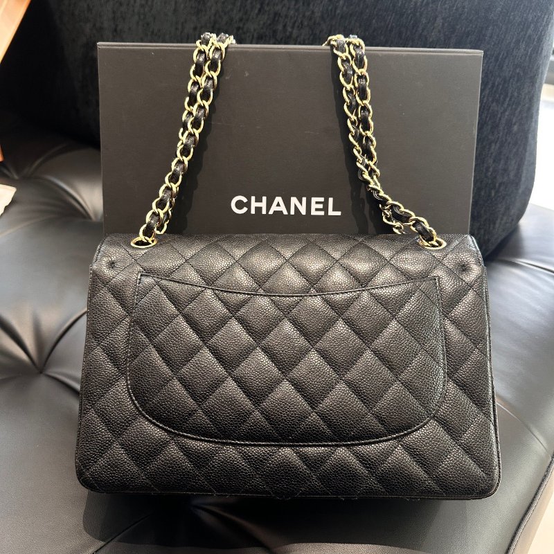 香奈兒Chanel CF Jumbo黑金大號牛皮包-7