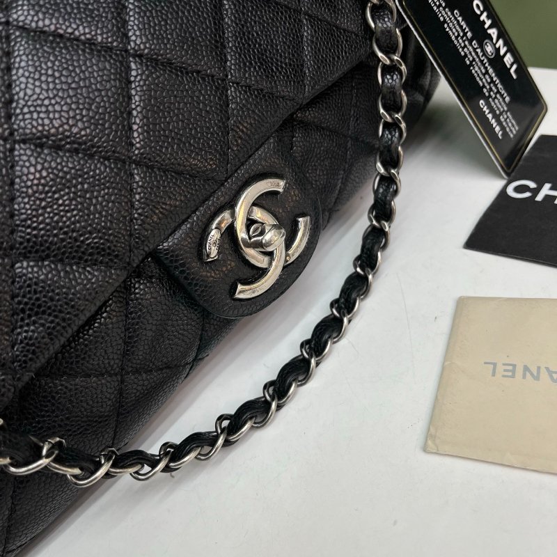 香奈兒Chanel黑銀魚子醬CF鏈條包-4