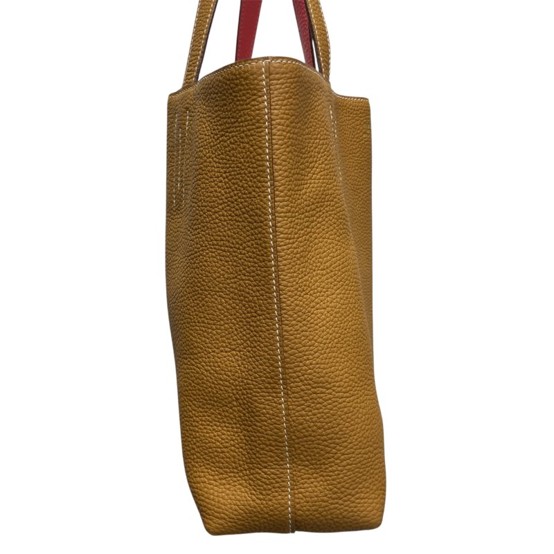 HERMES 愛馬仕 Y刻 DOUBLE SENS 28 牛皮 雙面手提包 淺棕色/粉紅-3