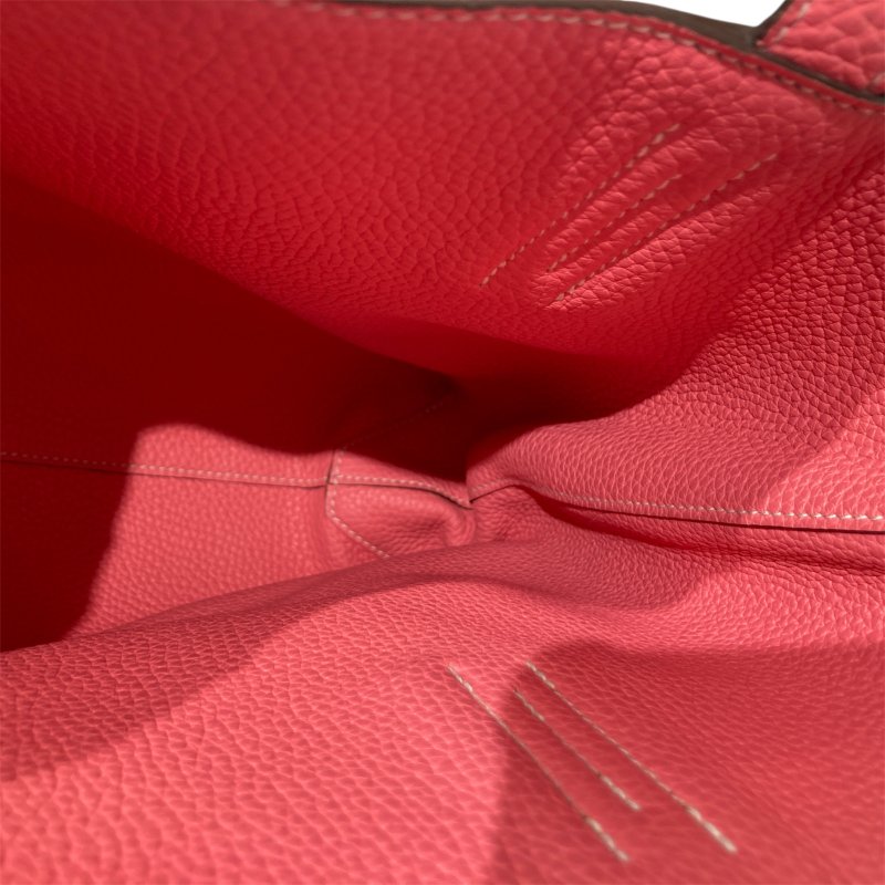 HERMES 愛馬仕 Y刻 DOUBLE SENS 28 牛皮 雙面手提包 淺棕色/粉紅-11