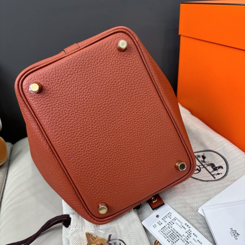 閒置新 愛馬仕Hermes古銅色南瓜色菜籃子Picotin18-4