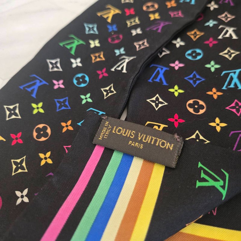 LV 黑彩 絲綢 村上隆聯名 絲巾 M71992 M71992~約9成新以上-6
