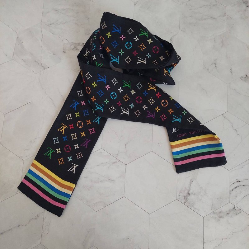 LV 黑彩 絲綢 村上隆聯名 絲巾 M71992 M71992~約9成新以上-9