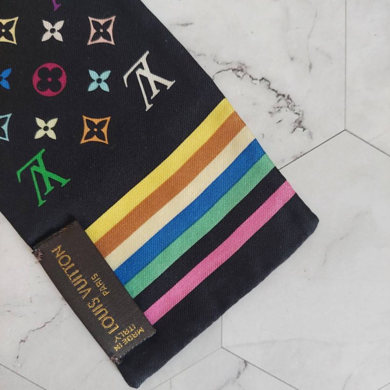 LV 黑彩 絲綢 村上隆聯名 絲巾 M71992 M71992~約9成新以上-22