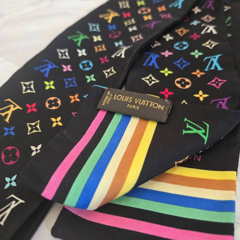 LV 黑彩 絲綢 村上隆聯名 絲巾 M71992 M71992~約9成新以上-34