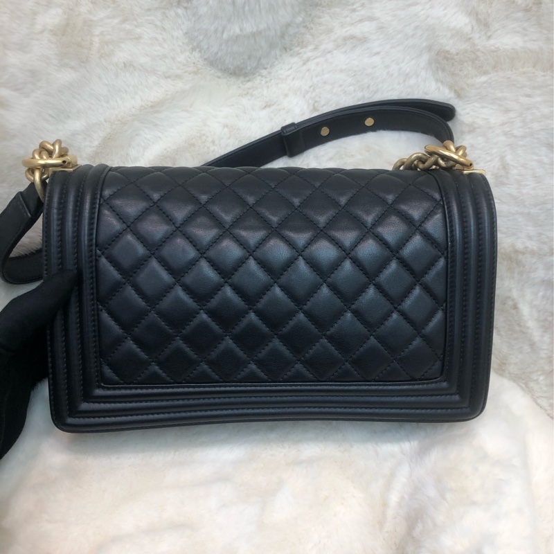 Chanel 黑金做舊銀扣 Boy 25cm XC212-1