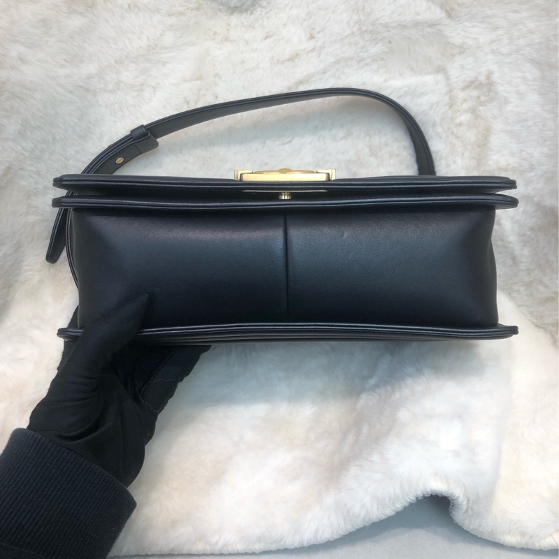 Chanel 黑金做舊銀扣 Boy 25cm XC212-4