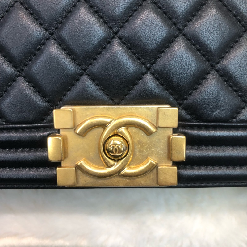 Chanel 黑金做舊銀扣 Boy 25cm XC212-6