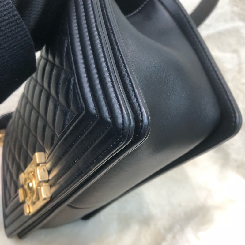 Chanel 黑金做舊銀扣 Boy 25cm XC212-12