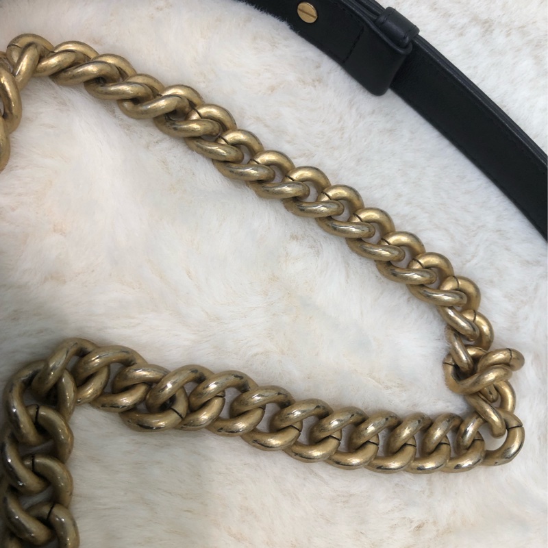 Chanel 黑金做舊銀扣 Boy 25cm XC212-16