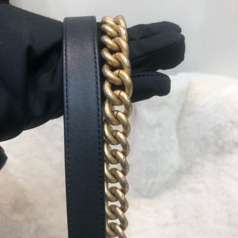 Chanel 黑金做舊銀扣 Boy 25cm XC212-18