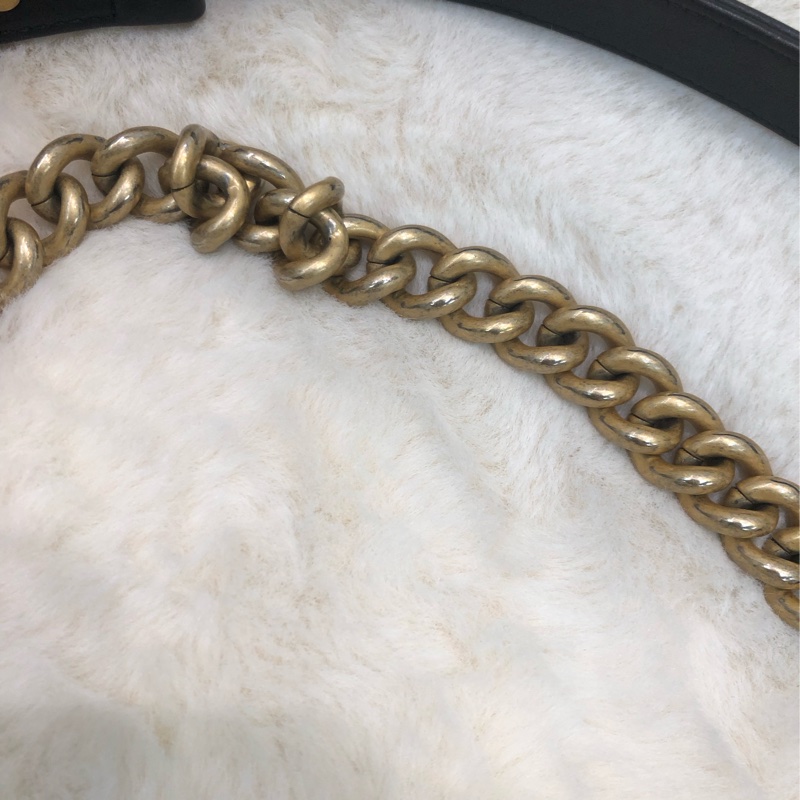 Chanel 黑金做舊銀扣 Boy 25cm XC212-20