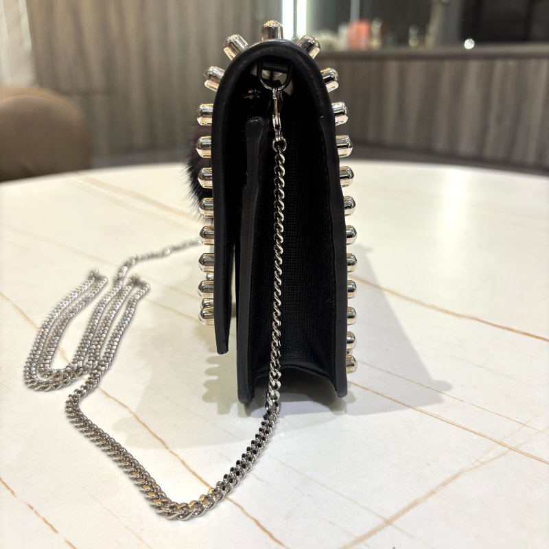 *SHIHNA名牌精品* FENDI 卡爾老佛爺 鉚釘小牛皮 WOC-2