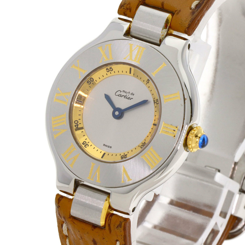 卡地亞 Must 21 女士腕錶,精鋼/皮革錶帶-2