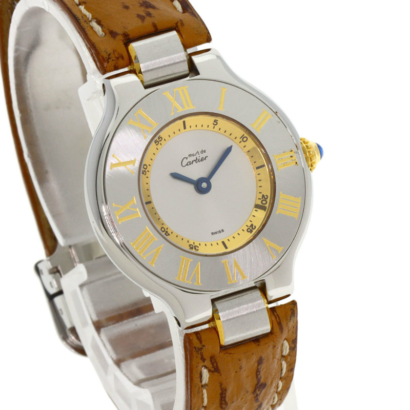 卡地亞 Must 21 女士腕錶,精鋼/皮革錶帶-3