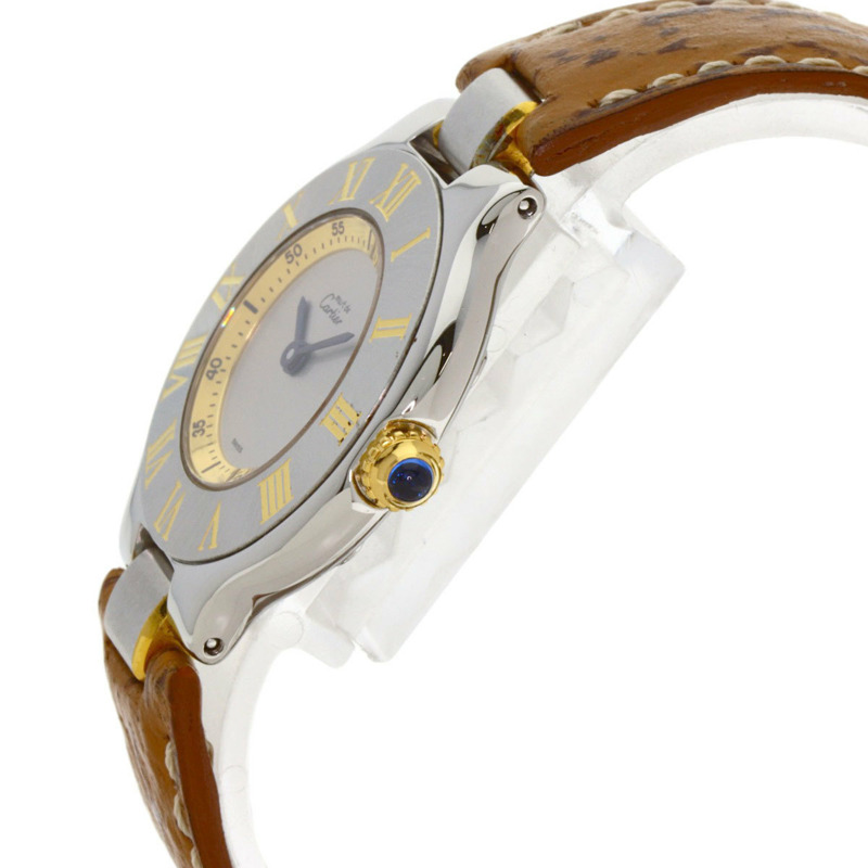 卡地亞 Must 21 女士腕錶,精鋼/皮革錶帶-4