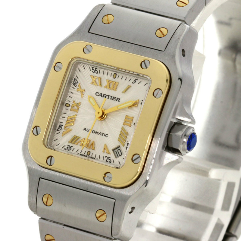卡地亞 W20045C4 Santos Galbe SM 20週年紀念款腕錶,精鋼/SSx18K黃金,女士款-2