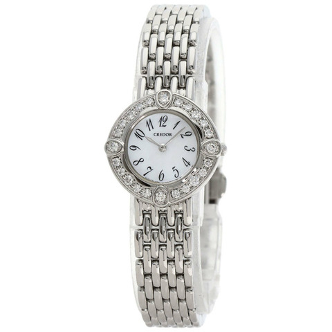 精工 GSTE849 1E70-0CY0 Credor 鑲鑽錶圈腕錶，不鏽鋼/SS/鑽石，女款