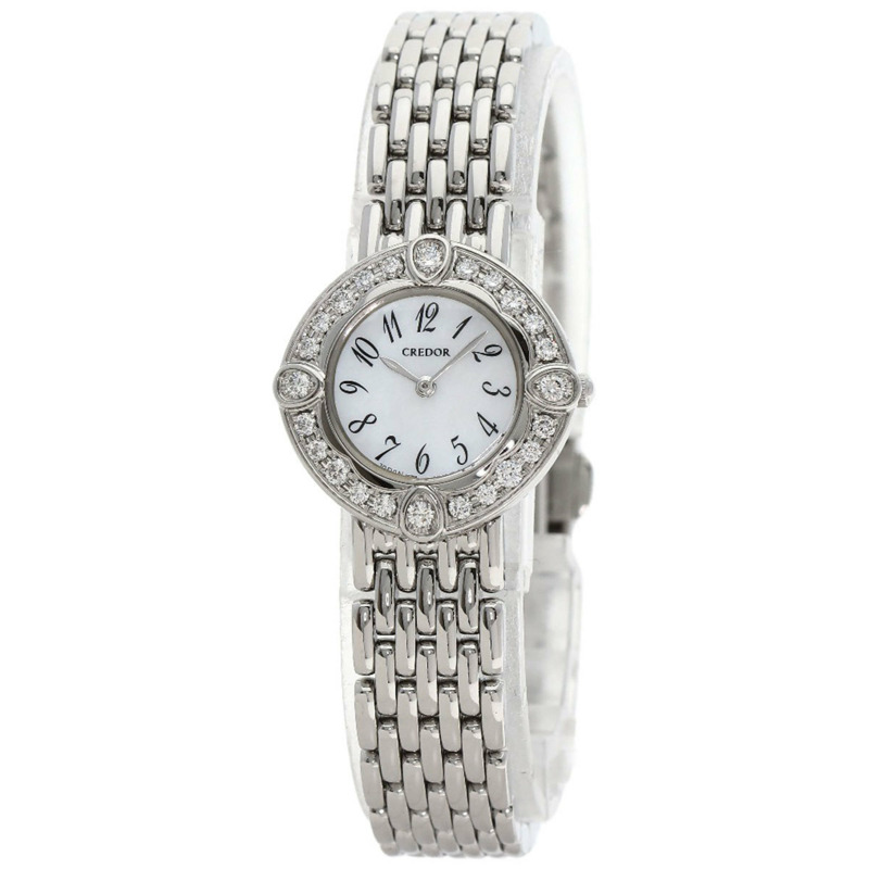精工 GSTE849 1E70-0CY0 Credor 鑲鑽錶圈腕錶,不鏽鋼/SS/鑽石,女款-0