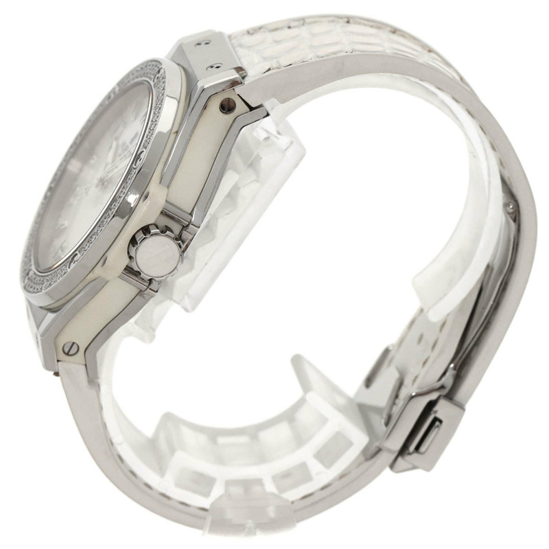 宇舶錶 Big Bang 361.SE.6010.RW.1104 全白珍珠母貝腕錶,精鋼、橡膠、皮革錶帶,鑲嵌鑽石,女款-1