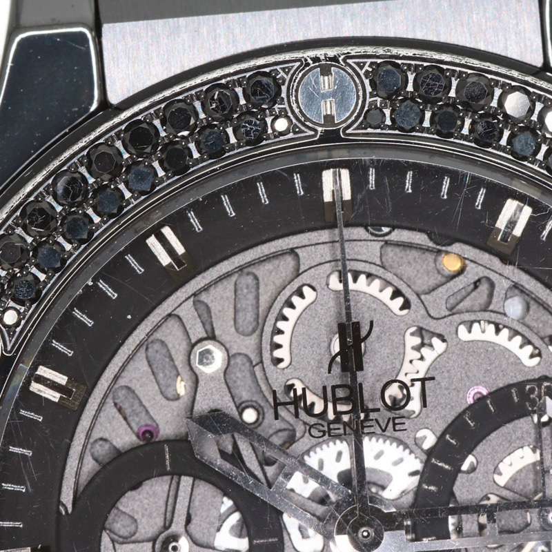 宇舶錶 310.CV.1110.RX.1110 Aeroban 全黑計時碼錶，鑲鑽錶圈，陶瓷/橡膠錶帶，男士腕錶-23