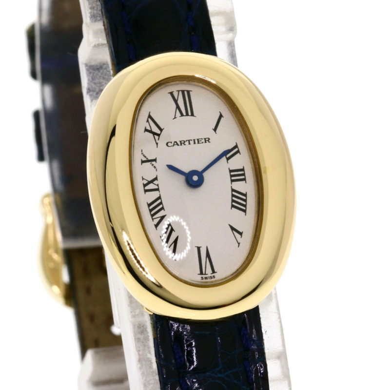 卡地亞 W1510956 迷你 Baignoire 腕錶,18K 黃金/皮革錶帶,女款-3
