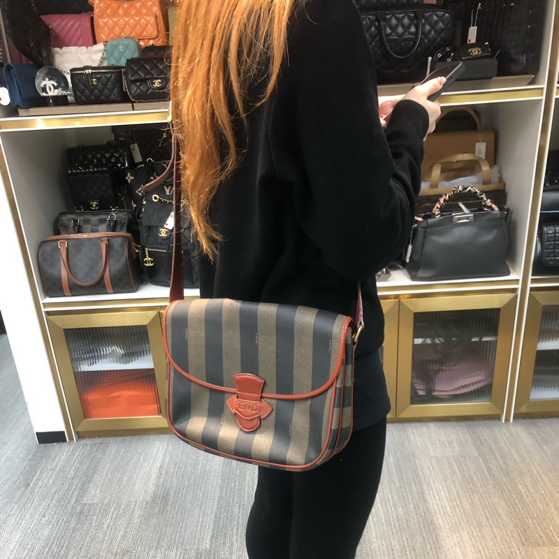 FENDI 中古直間拼色斜孭袋 XC224-10