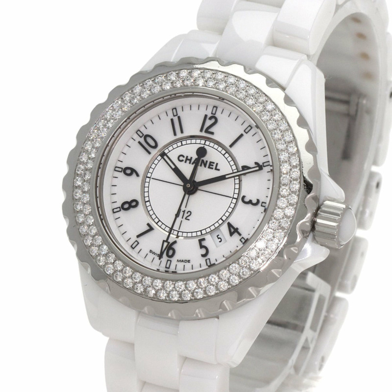 香奈兒 H0967 J12 33毫米錶圈鑲鑽腕錶,陶瓷/陶瓷/鑽石,女士款-2