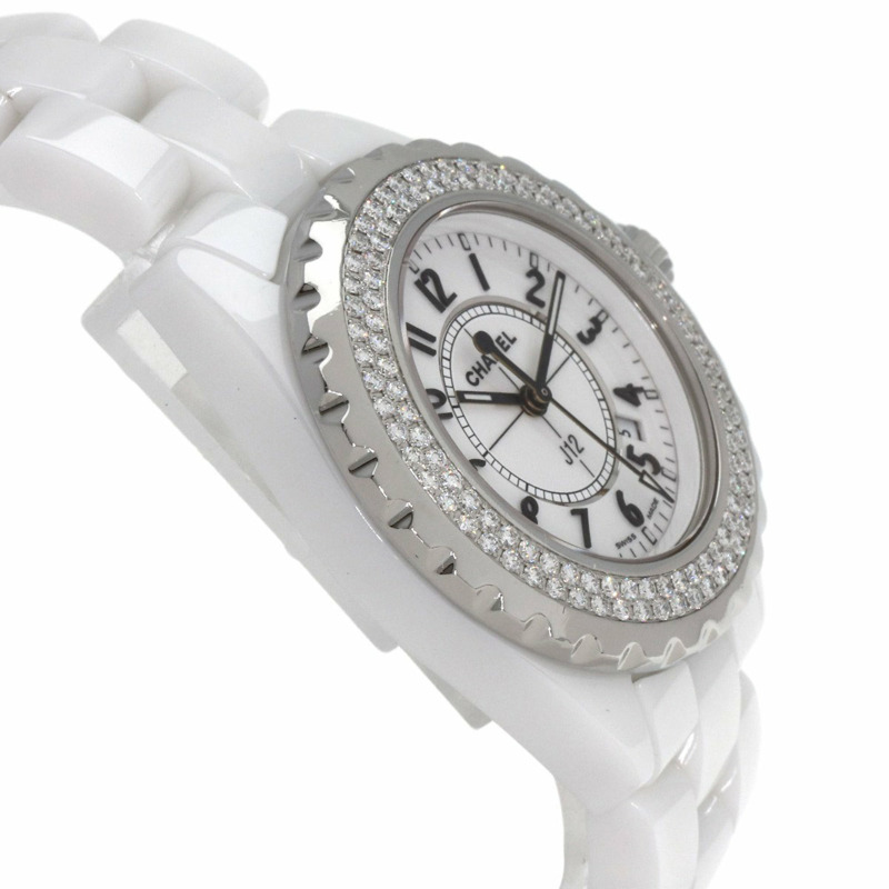 香奈兒 H0967 J12 33毫米錶圈鑲鑽腕錶,陶瓷/陶瓷/鑽石,女士款-5