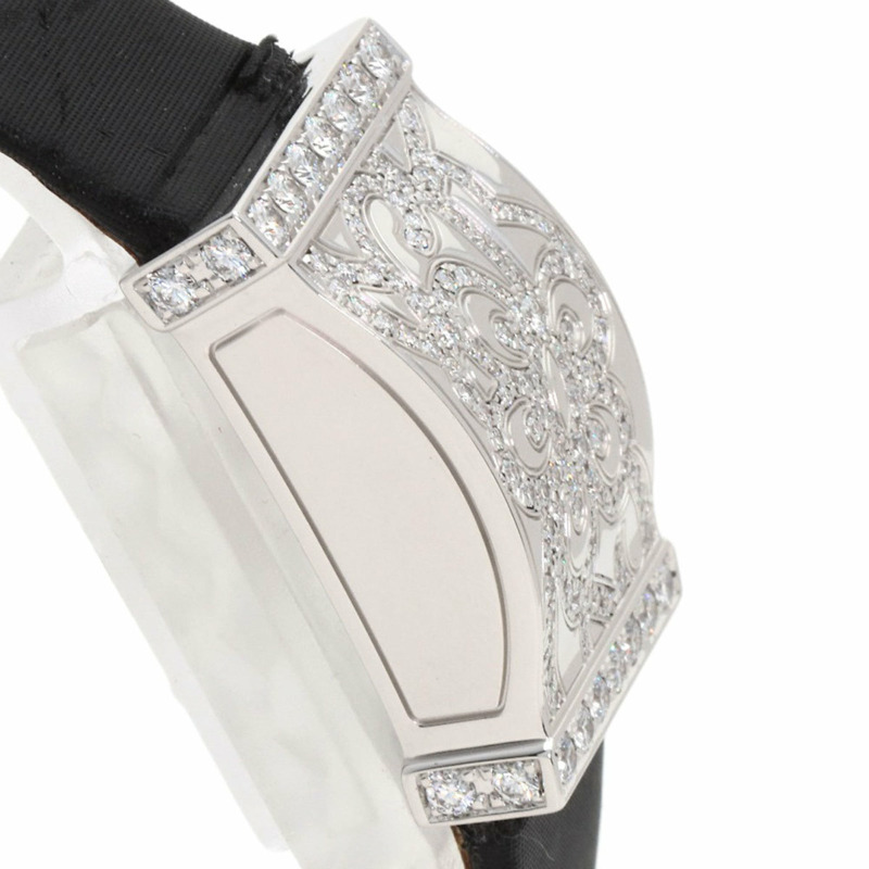 梵克雅寶 WRWF01E8 Secret Dentelle 女士腕錶,18K 白金錶殼,緞面皮革錶帶,鑲嵌鑽石-6