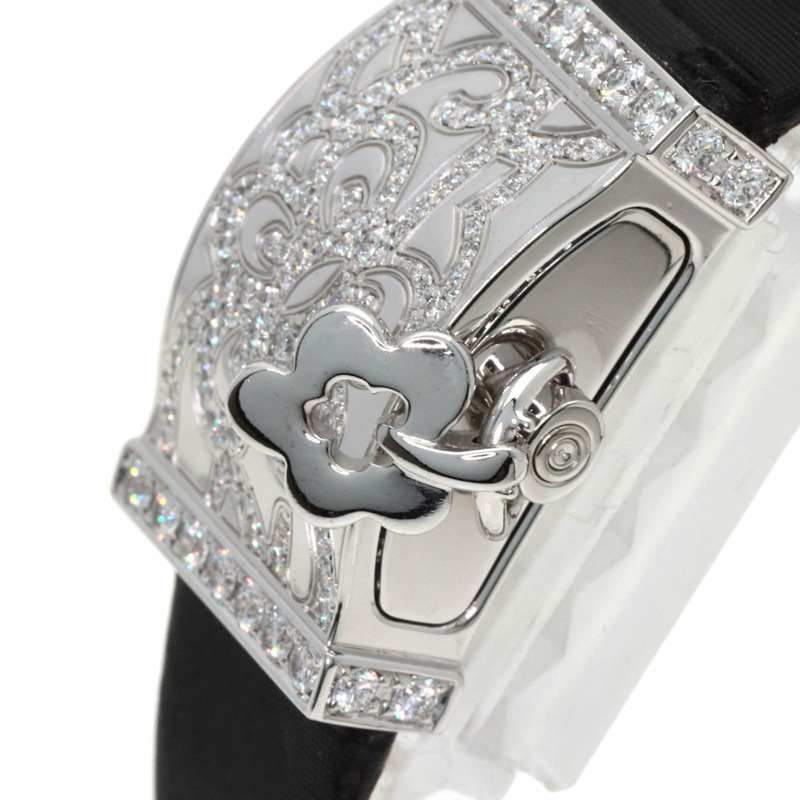 梵克雅寶 WRWF01E8 Secret Dentelle 女士腕錶,18K 白金錶殼,緞面皮革錶帶,鑲嵌鑽石-14