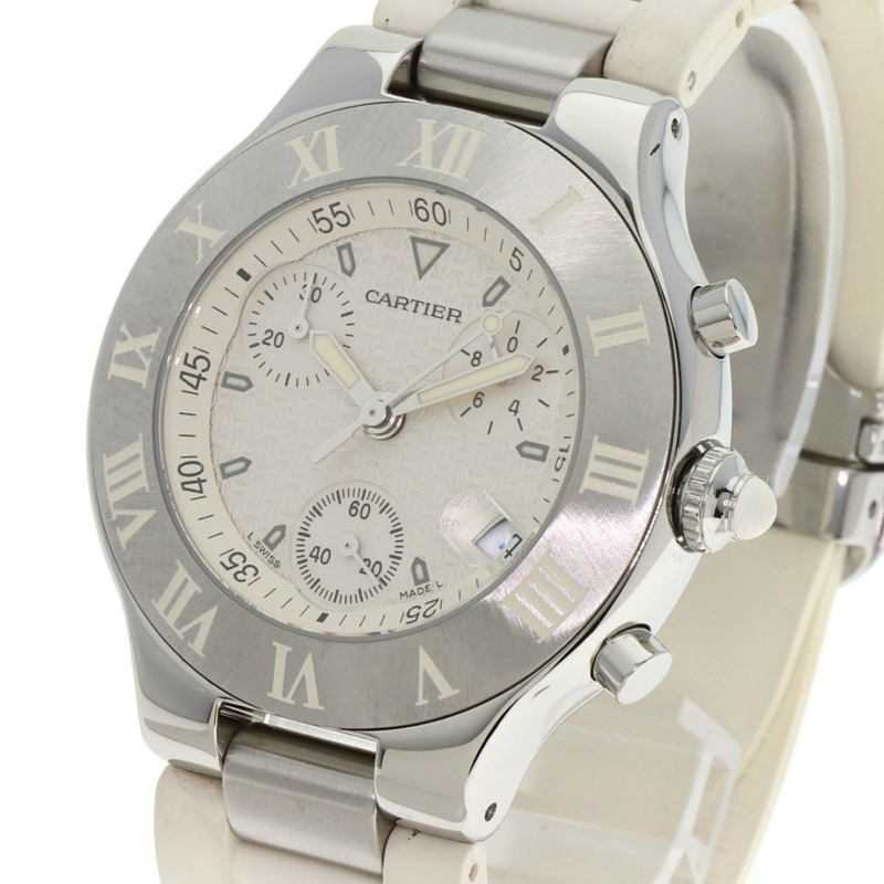 卡地亞 W10184U2 Chronoscaph LM 男士腕錶,精鋼/精鋼/橡膠錶帶-2