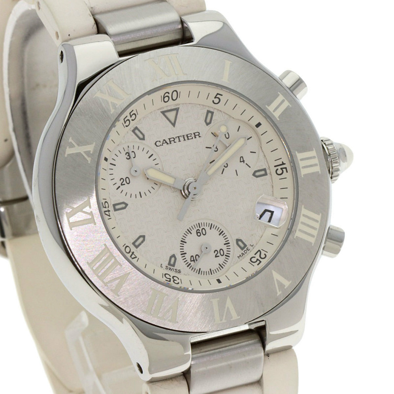 卡地亞 W10184U2 Chronoscaph LM 男士腕錶,精鋼/精鋼/橡膠錶帶-3