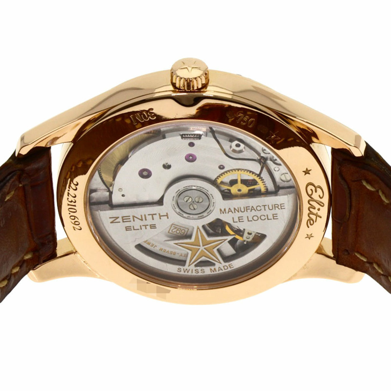 真力時 (Zenith) 22.2310.692 Elite 超薄月相鑲鑽腕錶,18K 玫瑰金錶殼搭配真皮錶帶,女士款-6