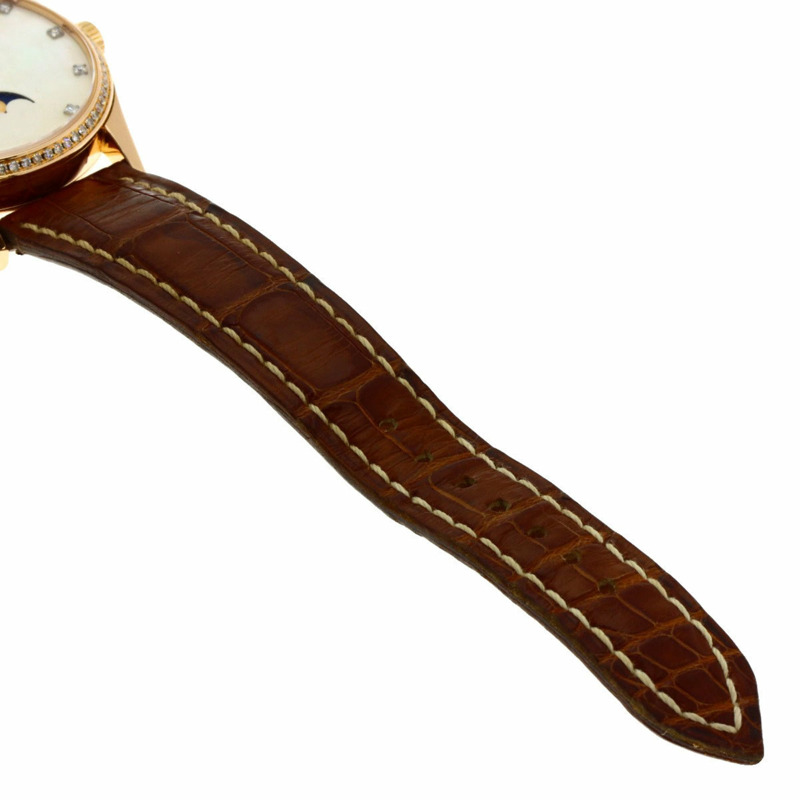 真力時 (Zenith) 22.2310.692 Elite 超薄月相鑲鑽腕錶,18K 玫瑰金錶殼搭配真皮錶帶,女士款-9