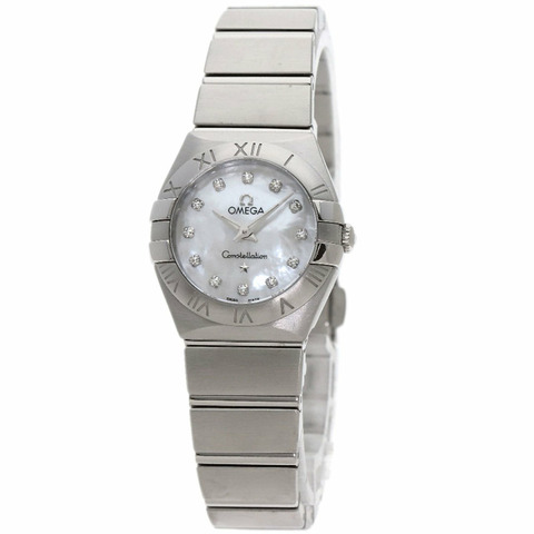 歐米茄 123.10.24.60.55.001 星座系列磨砂12鑽錶 不鏽鋼/SS 女士