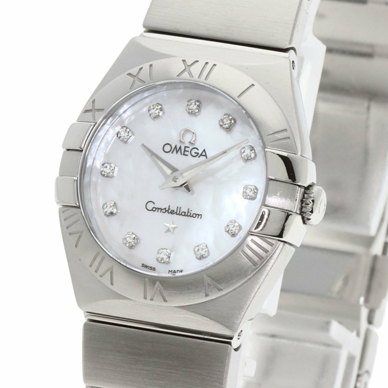 歐米茄 123.10.24.60.55.001 星座系列磨砂12鑽錶 不鏽鋼/SS 女士-2