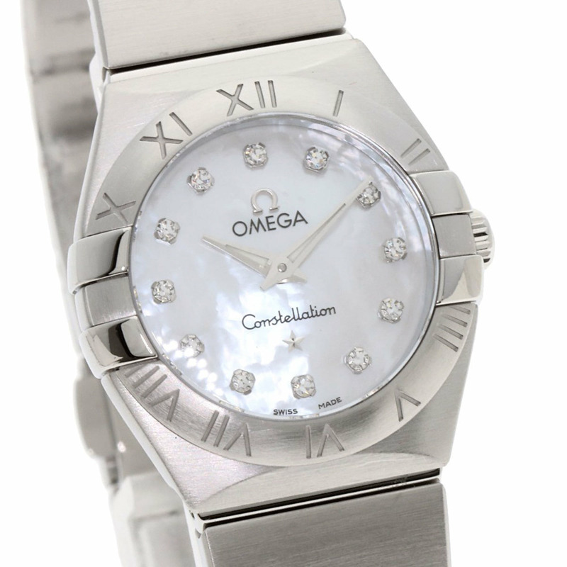 歐米茄 123.10.24.60.55.001 星座系列磨砂12鑽錶 不鏽鋼/SS 女士-3