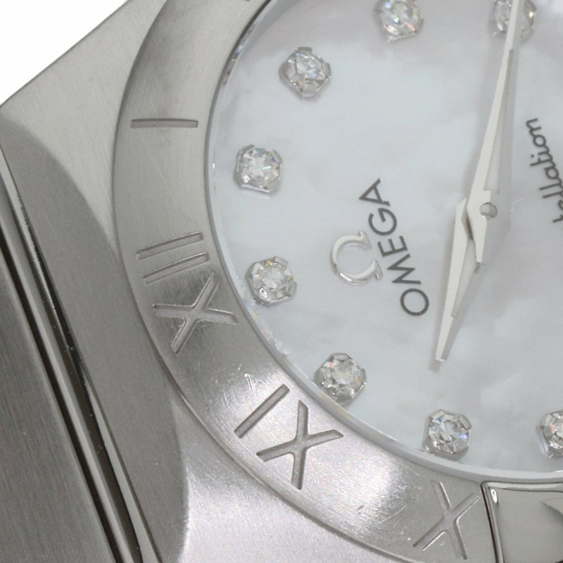 歐米茄 123.10.24.60.55.001 星座系列磨砂12鑽錶 不鏽鋼/SS 女士-25