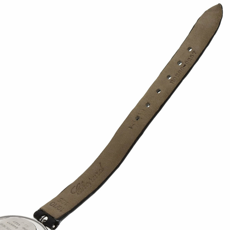 蕭邦 4527 Happy Diamonds 女士腕錶,18K 白金/皮革錶帶-9