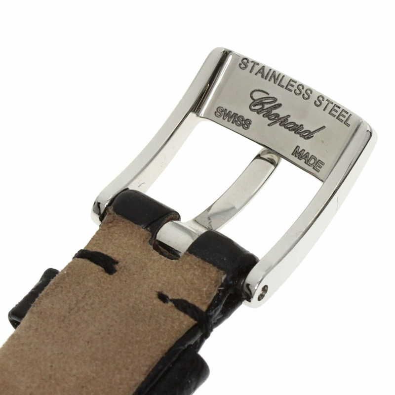 蕭邦 4527 Happy Diamonds 女士腕錶,18K 白金/皮革錶帶-12