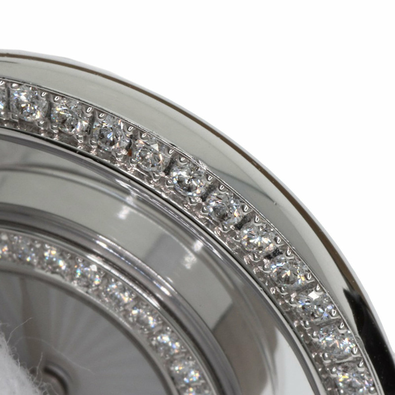 蕭邦 4527 Happy Diamonds 女士腕錶,18K 白金/皮革錶帶-19