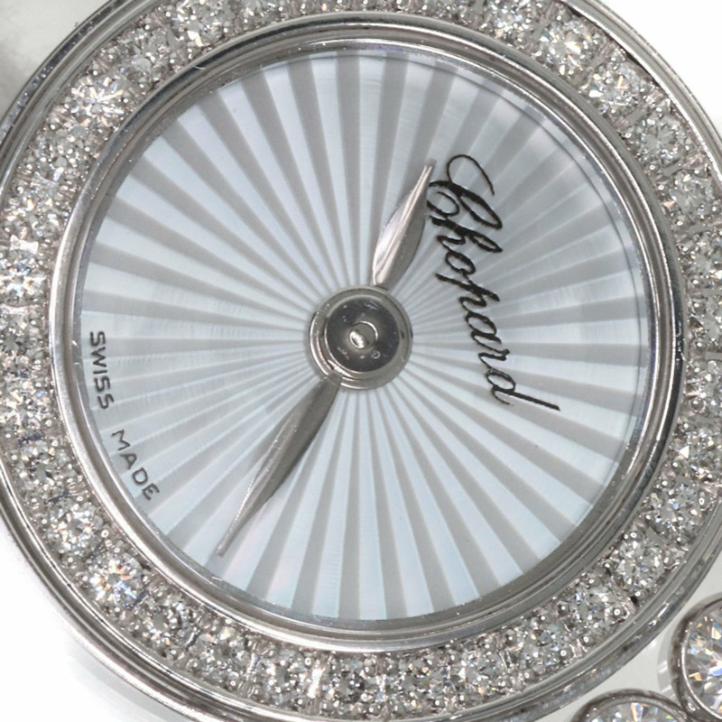 蕭邦 4527 Happy Diamonds 女士腕錶,18K 白金/皮革錶帶-27