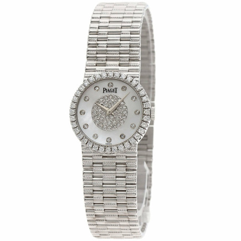 伯爵9706G2 Tradition系列鑽石腕錶，18K白金錶殼，鑲鑽，女士款