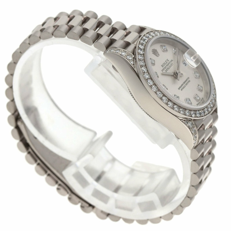 勞力士 79159G Datejust 10 件套錶圈鑲鑽腕錶,18K 白金/18KWG/鑽石女士腕錶-1