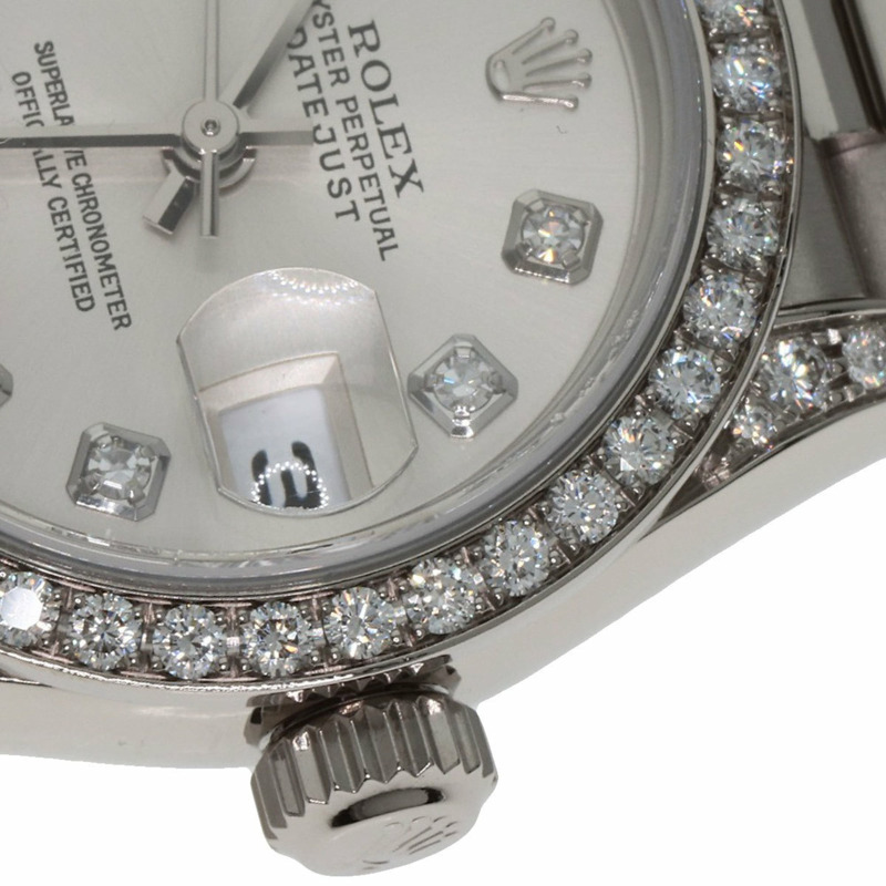 勞力士 79159G Datejust 10 件套錶圈鑲鑽腕錶,18K 白金/18KWG/鑽石女士腕錶-24