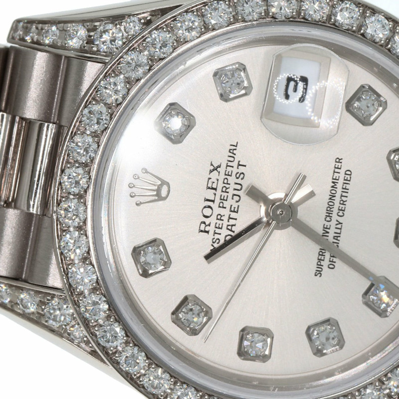 勞力士 79159G Datejust 10 件套錶圈鑲鑽腕錶,18K 白金/18KWG/鑽石女士腕錶-28