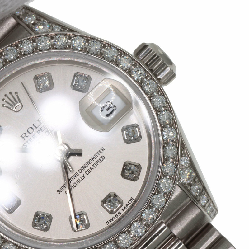 勞力士 79159G Datejust 10 件套錶圈鑲鑽腕錶,18K 白金/18KWG/鑽石女士腕錶-29